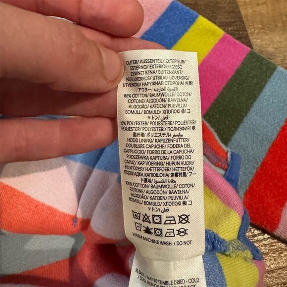 Mini Boden Pattern Towelling Beach Dress Multi Rainbow Terry Hooded Size 2-3Y - Picture 5 of 6